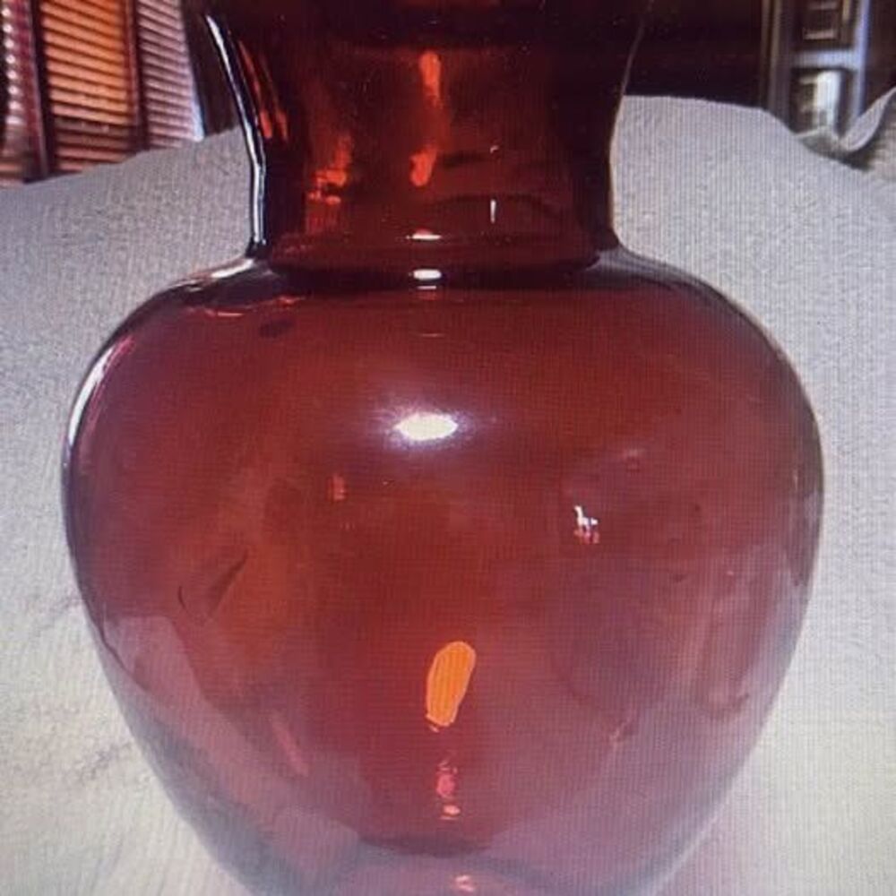 Large Ruby Red Glass Urn Vase